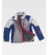 Tricolor combination child softshell. High neck with custom tape and cover inside RN3010002