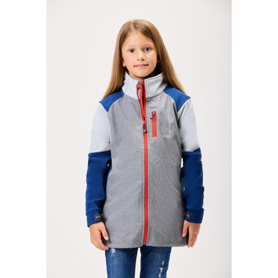 Children's tricolor combined softshell. High collar with personalized tape and interior seam cover RN3010002.