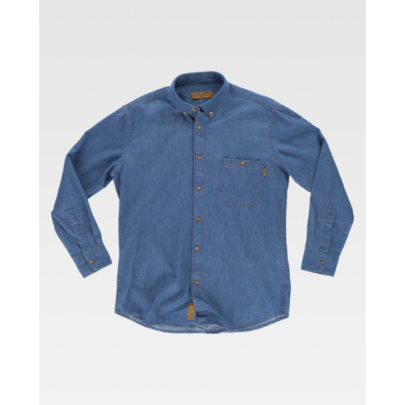 Camicia in denim con colletto classico e chiusura centrale con bottoni B8600