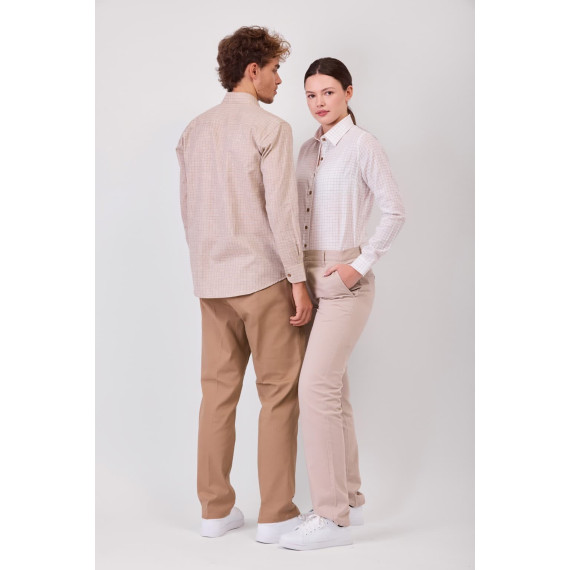 Camisa de xadrez de colar clássico e fecho central de botões B8800