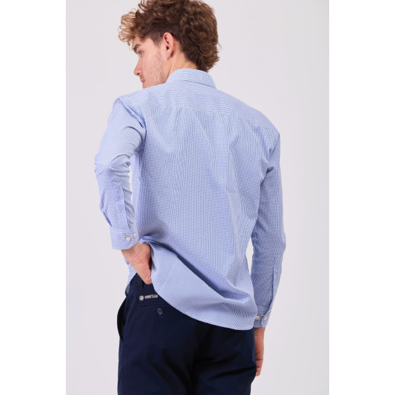 Plaid shirt with classic collar and central button closure B8010