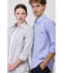 Camisa de xadrez com colarinho clássico e fecho central de botões B8010