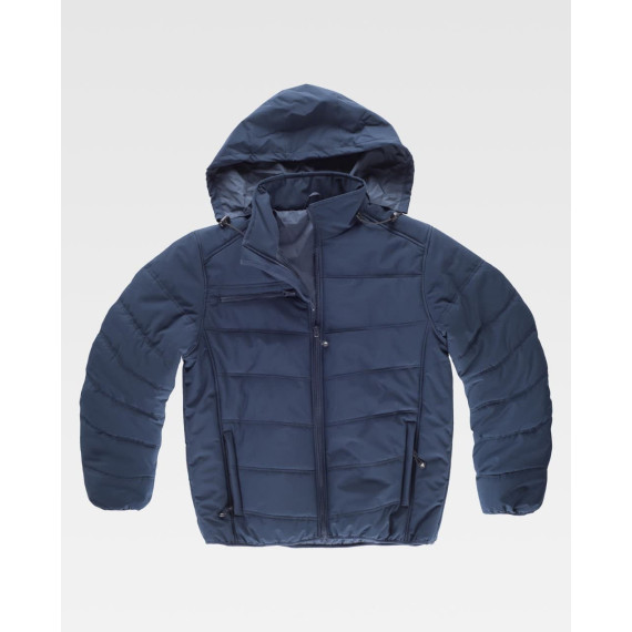 Giacca imbottita. Collo alto e cappuccio arrotolabile con cordino per regolare. S3910 WORKTEAM