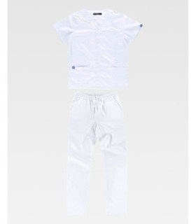 Conjunto de casaca y pantalón color blanco, para servicios B9166 WORKTEAM