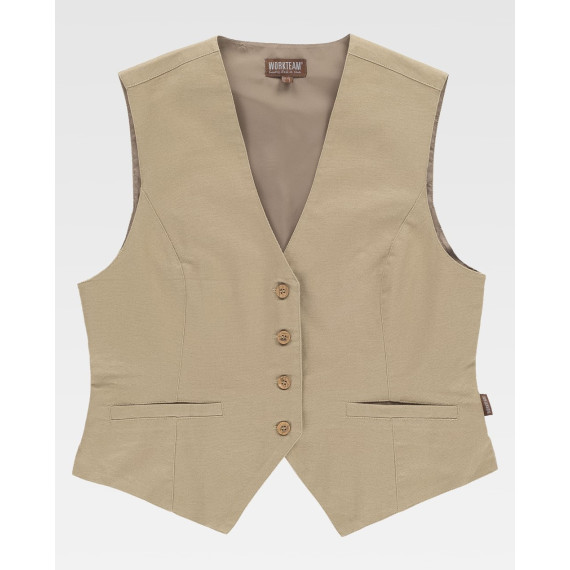 Damen Tailliertes Weste WORKTEAM B9040 Canvas