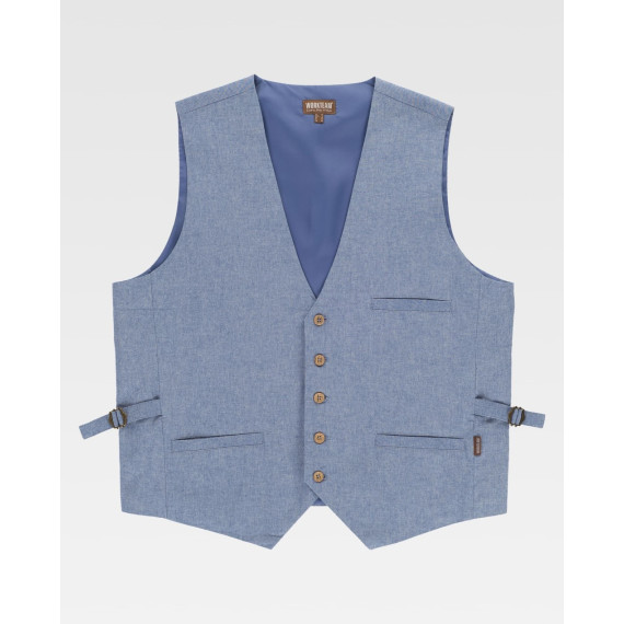 Service vest in denim fabric with V-neck B9034 WORKTEAM