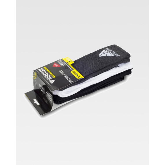 Calcetines con elástico anatómico, gris - negro - blanco WFA023 WORKTEAM