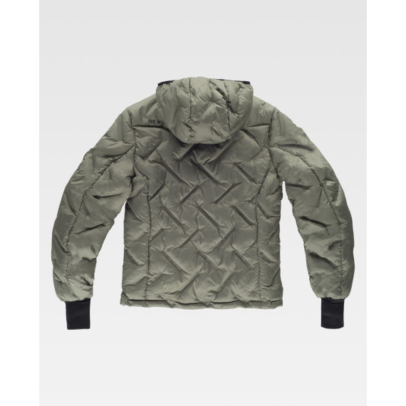WÁLD padded jacket with a hood and high collar featuring a unique sealing pattern. 12103105