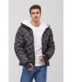 WÁLD padded jacket with a hood and high collar featuring a unique sealing pattern. 12103105