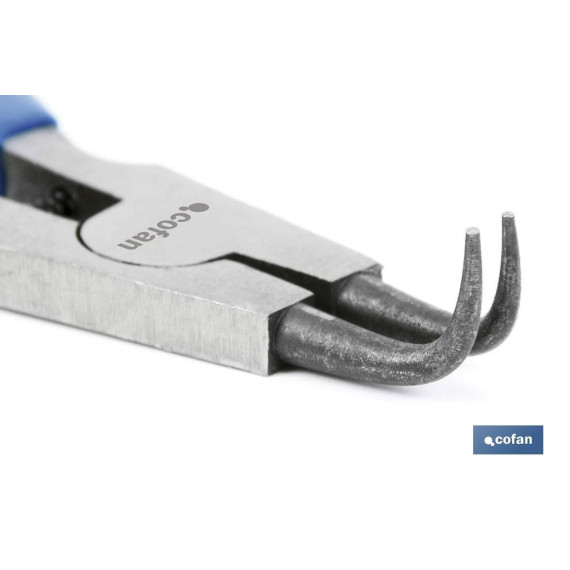 Alicate para arruelas com circlip exterior curvo em aço de alta qualidade, diferentes tamanhos COFAN.