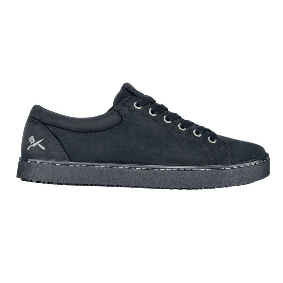 Arbeitsschuhe für Gastronomie und Transport, mit rutschfester Traktion FINN BLACK LEATHER SHOES FOR CREWS