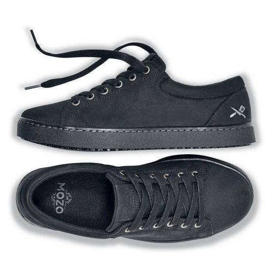 Calçado de trabalho para hotelaria e transporte, com tração antiderrapante FINN BLACK LEATHER SHOES FOR CREWS