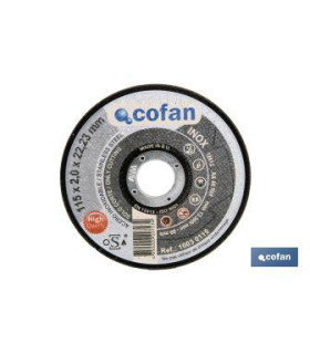 Disco de corte profesional +30% seguridad y rendimiento de acero inoxidable Linea gris COFAN