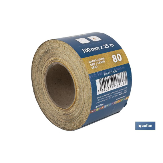 Rolo de Lixa Papel Amarelo com grãos de 60 a 180 COFAN
