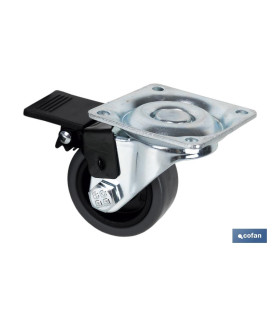 Graues Gummirad mit rotierender Platte und 40 mm Bremse in der Packung von 4 Einheiten Cofan REF: 09403624
