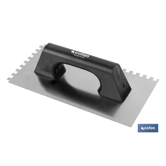 Serrated trowel in stainless steel with plastic handle COFAN 09517194
