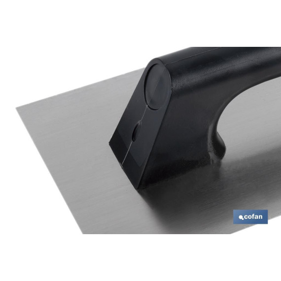 Rectangular trowel made of stainless steel with a plastic handle COFAN 09517193.