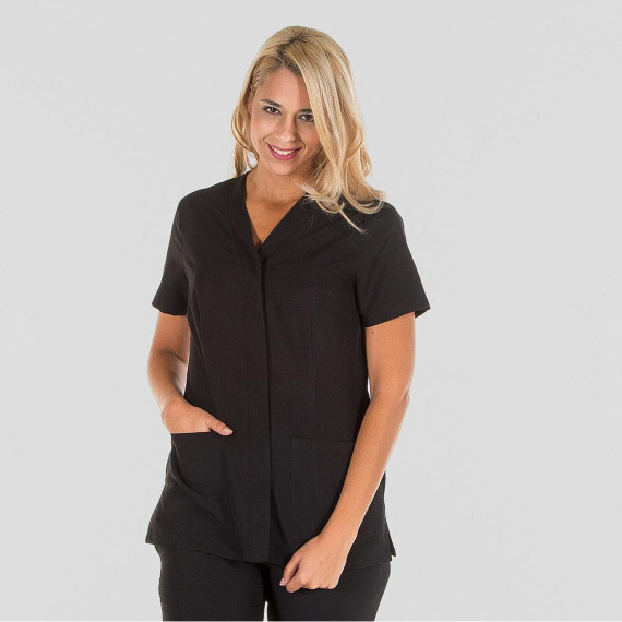 Women's blouse with short sleeves and peak neck, elegant colors, breathable MICROFIBRA SONIA UNIFORMES GARY'S 655100
