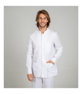 White-man blouse, with mao collar, hidden buttons and buckle on the back, SARGA CAMILO UNIFORMES GARY'S 617300 fabric
