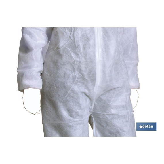 Buzo de Trabajo blanco en Polipropileno con capucha 45 g/m COFAN