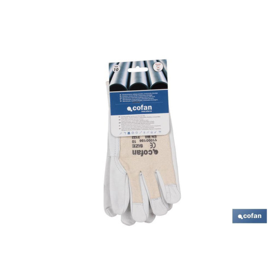 Guantes de piel de vacuno y dorso de punto transpirables - COFAN