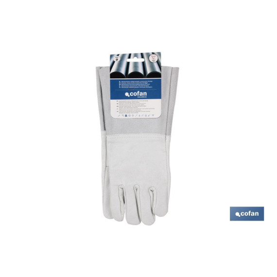 Gants en cuir de bovin avec manchons de 13 cm en cuir suédé COFAN