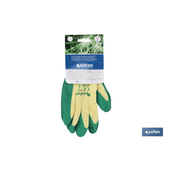 Fabric gloves with latex palm. Proper grip and durable in different colors COFAN.