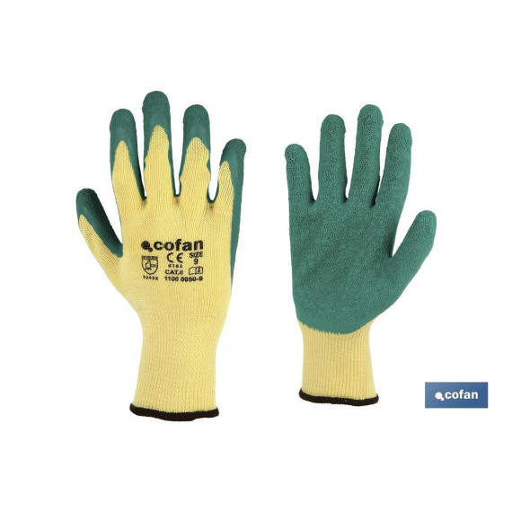 Fabric gloves with latex palm. Proper grip and durable in different colors COFAN.