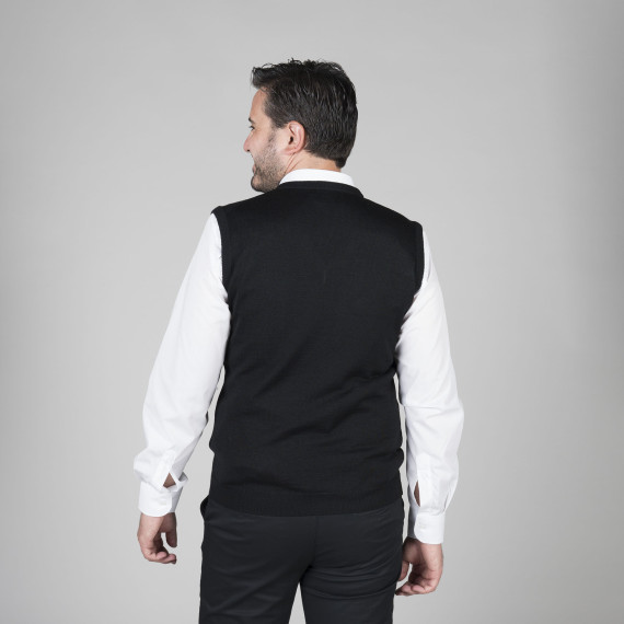 Colete de trabalho masculino, sem mangas, com gola em V, tecido PONTO ACRÍLICO COM LANA MERINO UNIFORMES GARY'S 102200.