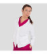 Casaco de mulher com bolso canelado na cor branca, tecido de malha UNIFORMES GARY'S 102700.