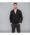 Giubbotto da uomo a zip nero, in tessuto acrilico a maglia