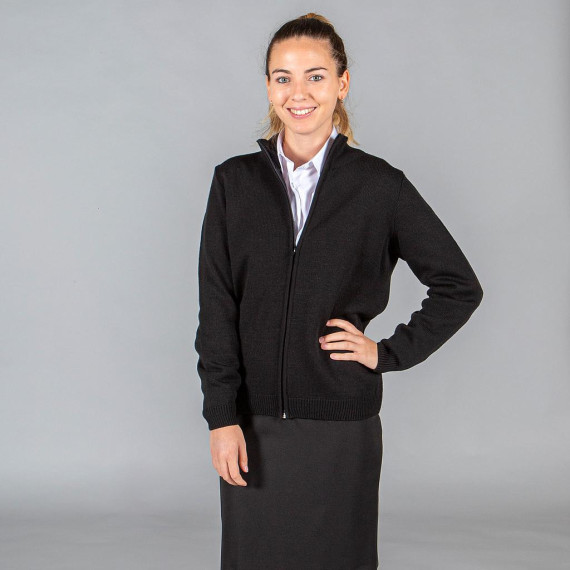 Semi-fitted women's jacket with zipper, made of fine knit fabric UNIFORMES GARY'S 103100.