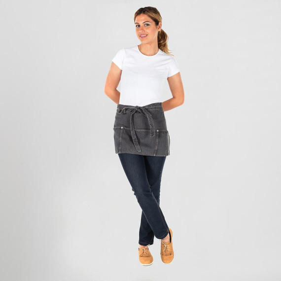 Tablier court en denim lavé RYN pour bars et restaurants 33X56 CM UNIFORMES GARY'S 148600