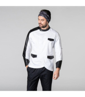Détails de la veste de cuisine pour hommes en noir GIL UNIFORMES GARY'S 940100
