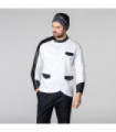 Chaqueta de cocina hombre detalles en polipiel de color negro GIL UNIFORMES GARY'S 940100