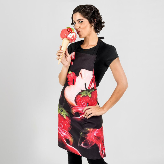 Grembiule di fragole con bretelle e tasca frontale, tessuto stretch UNIFORMI GARY'S 150140