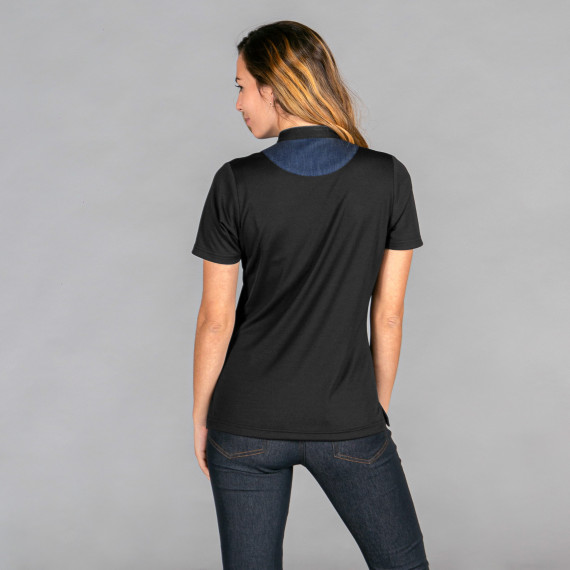 Polo de mulher com colarinho mao em denim e mangas curtas UNIFORMES GARY'S 853100