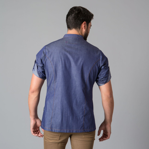 Unisex kitchen jacket with roll-up sleeves and Mao collar, fabric TEJANO UNIFORMES GARY'S 946800.