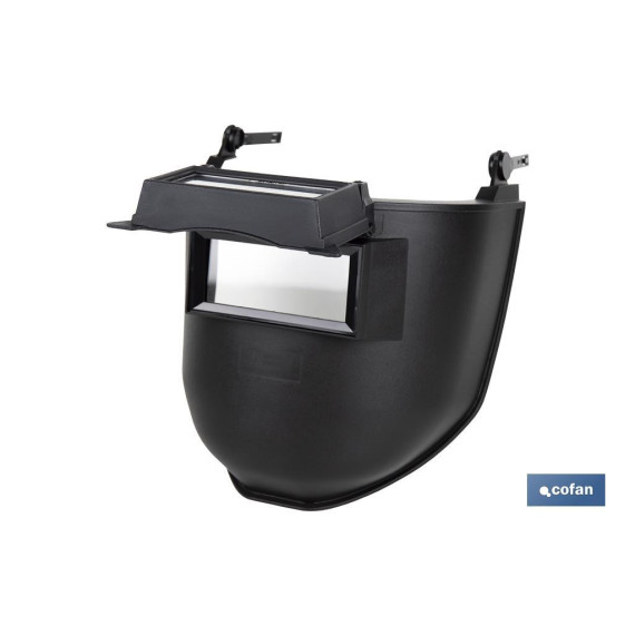 Masque de soudage adaptable à un casque de chantier de couleur noire conforme à la norme EN 175 / EN 166 COFAN 11000193.