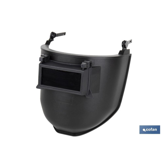 Maschera di saldatura adattabile a casco da cantiere di colore nero con normativa EN 175 / EN 166 COFAN 11000193