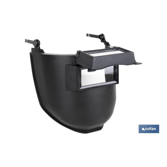 Masque de soudage adaptable à un casque de chantier de couleur noire conforme à la norme EN 175 / EN 166 COFAN 11000193.