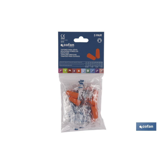 Hearing Protection Earplugs Pack of 50 disposable units in orange COFAN 11000379