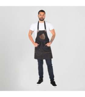 Latzschürze mit verstellbaren Schnallen, 5 Taschen, elastischer Jeansstoff TENERE 74X80 CM UNIFORMEN GARY'S 155300