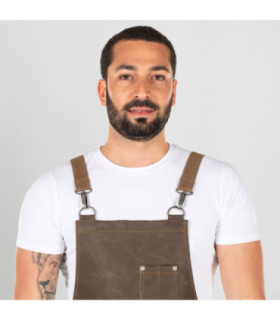 Handels-Schürze mit Trägern aus elastischem Jeansstoff, aus Kunstleder MONTE 74X67 CM UNIFORMEN GARY'S 155400