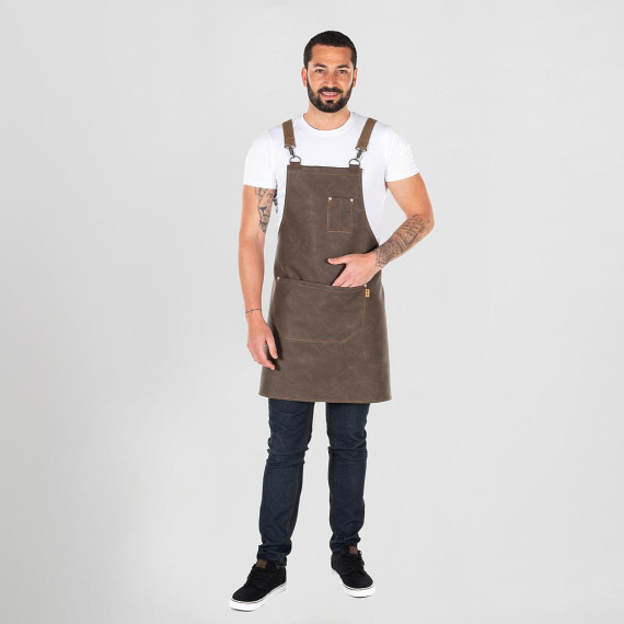 Handels-Schürze mit Trägern aus elastischem Jeansstoff, aus Kunstleder MONTE 74X67 CM UNIFORMEN GARY'S 155400