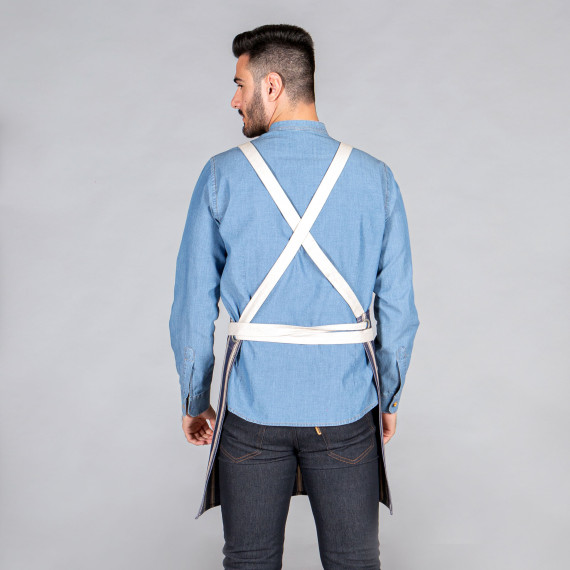 Delantal con peto loneta rayas 76X68 CM, bolsillos delanteros UNIFORMES GARY'S 157300