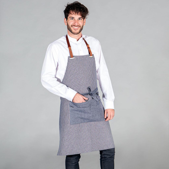 Apron with bib and zipper with leather strap 87x73 cm, LONETA UNIFORMES GARY'S fabric 157600.
