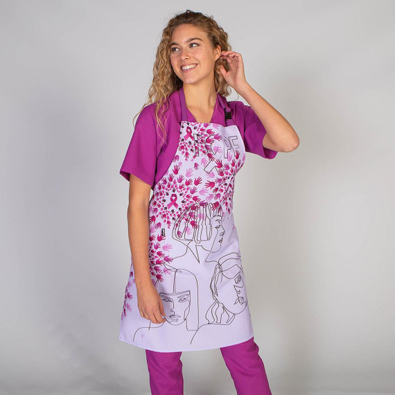 Tablier HOPE imprimé contre le cancer, poche avant, tissu STRECH UNIFORMES GARY'S 159700