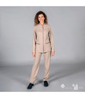 Women's uniform pants in sand color, without pockets, made of recycled twill fabric UNIFORMES GARY'S 205900.