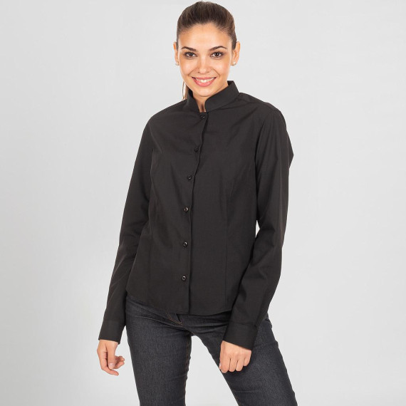 Blusa para mujer con mangas largas y cuello mao, tejido popelín redline UNIFORMES GARY'S 288200